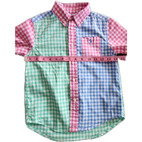 Polo Ralph Lauren Boy's Gingham Colorblock Short-Sleeve Button Down Shirt Size 6 - Picture 7 of 8